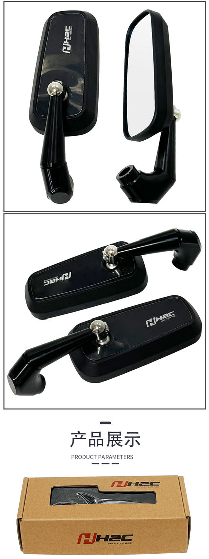 Motorcycle modification universal semi-CNC aluminum alloy rearview mirror mirror blue/chrome mirror anti-glare mirror H2C