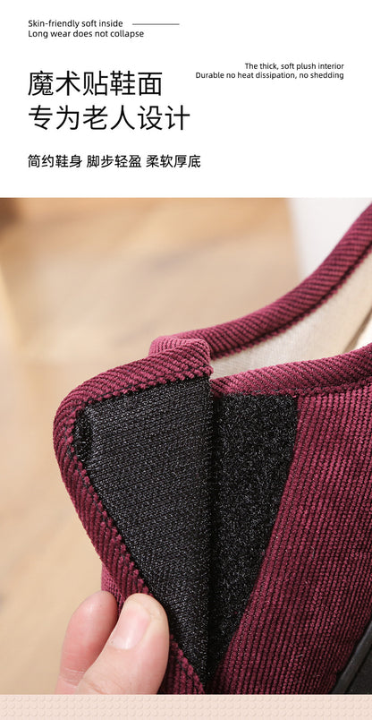 Factory direct wholesale Velcro loose feet wide fat swollen adjust middle-aged men's and women's cloth shoes linen slippers foreign trade
