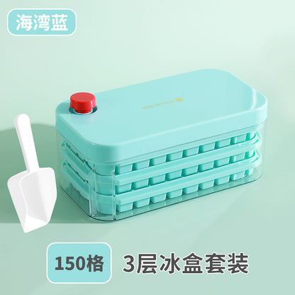 Ice Cube Mold Food Grade Household Pressed Ice Tray Large Capacity Ice Cube Storage Box Refrigerator Homemade Frozen Ice Artifact