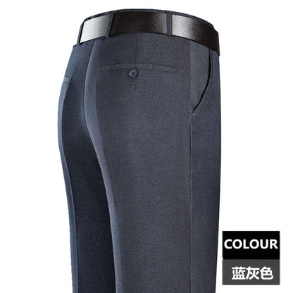 2025 New Summer Thin Mulberry Silk Middle-Aged Business Casual Straight Loose Wrinkle-Free Men's Pants