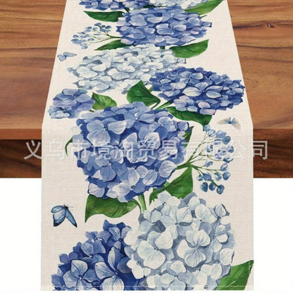 Linen Table Runner Pastoral Flower Lemon Summer Home Dining Table Outdoor Decoration Printed Tablecloth Table Runner