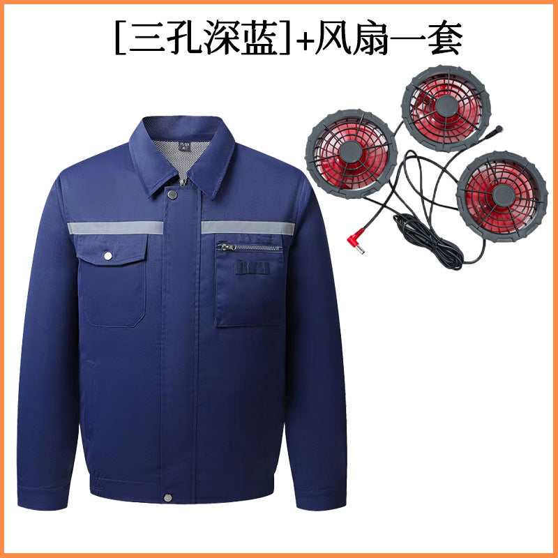Summer Air Conditioning Clothing Clothes with Three Fans Heatstroke Prevention and Cooling Work Clothing for Men's Construction Site Heatstroke Prevention and Refrigeration Labor Protection Clothing