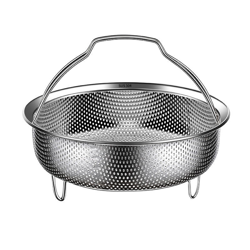 304 Stainless Steel Steamer Dense Hole Draining Basket Vegetable Washing Basket Steaming Lattice Electric Rice Cooker Rice Soup Separation Water Resistant Steaming Rack Steaming Drawer