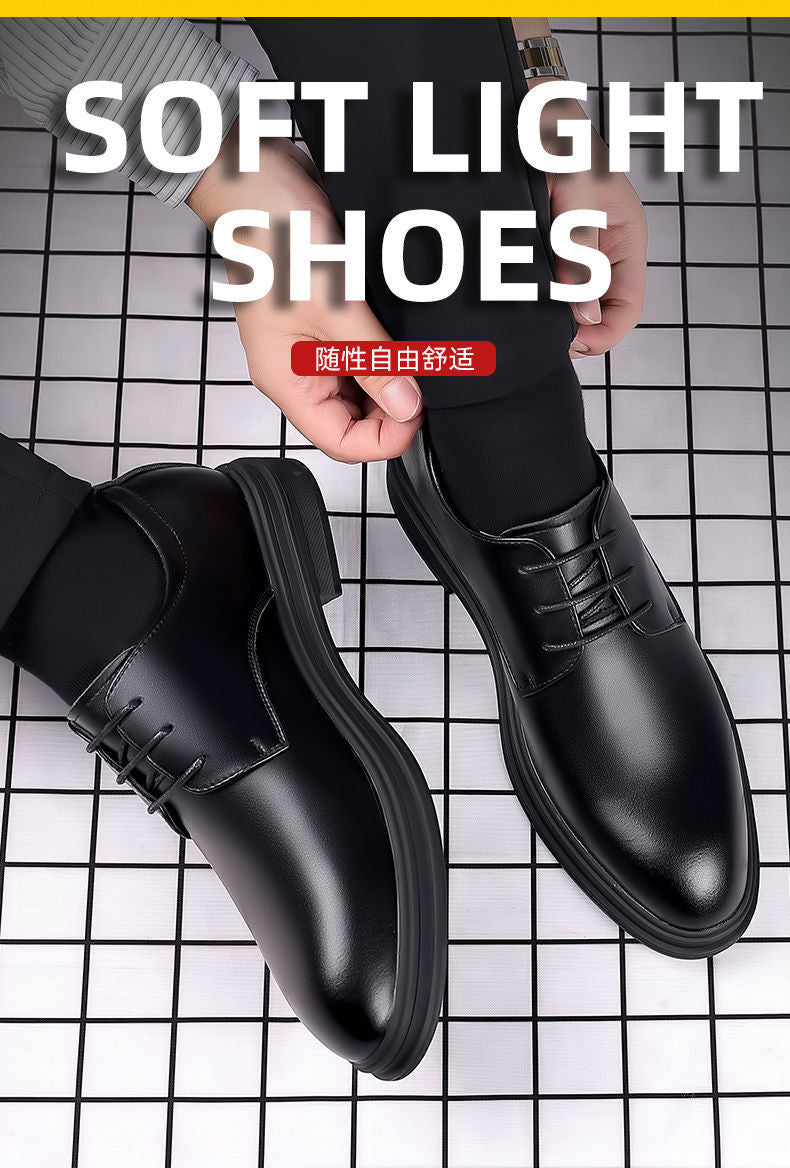 [Real soft leather] men's lace-up business formal wear high-end soft soft leather men's shoes high non-slip wear-resistant casual leather shoes