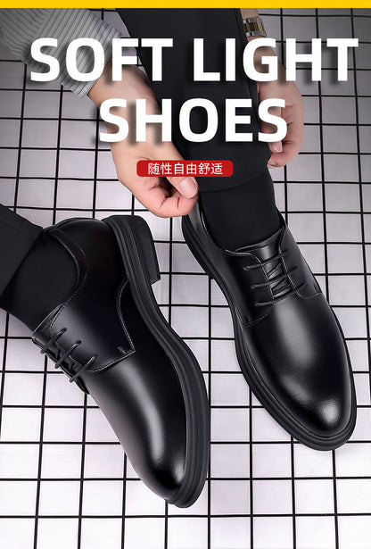 [Real soft leather] men's lace-up business formal wear high-end soft soft leather men's shoes high non-slip wear-resistant casual leather shoes