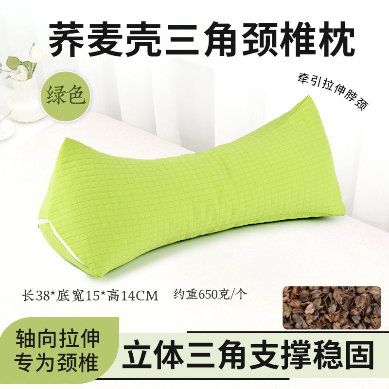 Cervical Spine Pillow Buckwheat Skin Pillow Sleeping Triangle Massage Pillow to Aid Sleep Hard Single Physiotherapy Neck Protection Buckwheat Triangle Pillow