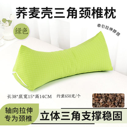 Cervical Spine Pillow Buckwheat Skin Pillow Sleeping Triangle Massage Pillow to Aid Sleep Hard Single Physiotherapy Neck Protection Buckwheat Triangle Pillow