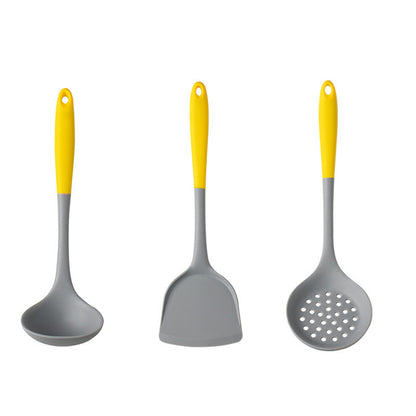 In-Stock Two-Color Silicone Kitchen Utensils, Kitchen Supplies That Won'T Damage Pots, Easy to Clean, Strainer, Soup Spoon, Spatula Set, Non-Stick Pan