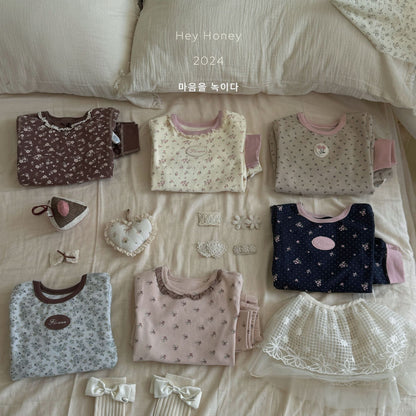Spot Large and Small Roll Heyhoney24 Lycra Cotton Boys and Girls Autumn Clothes Intimates Printed Home Clothes Pajamas Two-Piece Set