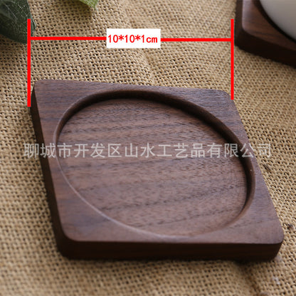 Wooden Coaster Black Walnut Square Coaster Wooden Insulation Pad Solid Wood Coaster Engraved Logo