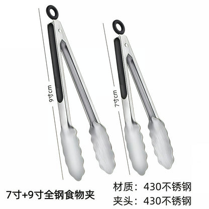 Cross-Border Silicone Clips, High Temperature Resistant Kitchen Anti-Scalding Barbecue Barbecue Clips, Food Clips, Household Stainless Steel Steak Clips
