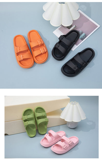 Foreign Trade Double Buckle Cool EVA Slippers Lovers Women's Beach Slippers Classic Men's Slippers
