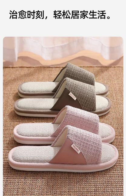 Linen Slippers for Men 2025 New Summer Indoor Home Soft-Soled Non-Slip Breathable Deodorant Cotton and Linen Slippers for Men