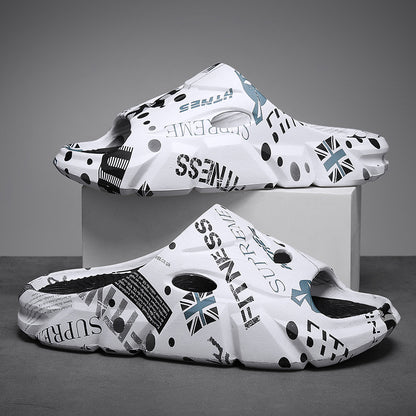 Coconut Slippers for Men to Wear Outside in Summer, Non-Slip Thick Soles for Stepping on Shit, Home Bathing, Men's Outdoor Sports Beach Sandals
