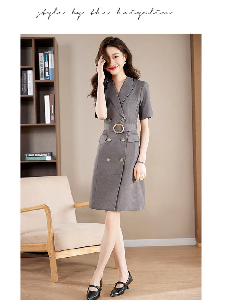 French Hepburn Style Small Black Dress High Sense High Cold Royal Sister Fried Street Small Fragrance Style Pleated Professional Suit dress Summer