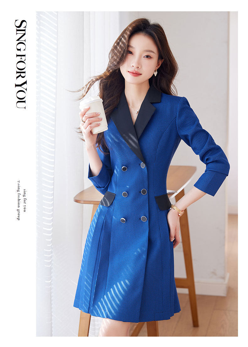 French Hepburn Style Small Black Dress High Sense High Cold Royal Sister Fried Street Small Fragrance Style Pleated Professional Suit dress Summer