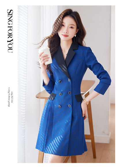 French Hepburn Style Small Black Dress High Sense High Cold Royal Sister Fried Street Small Fragrance Style Pleated Professional Suit dress Summer