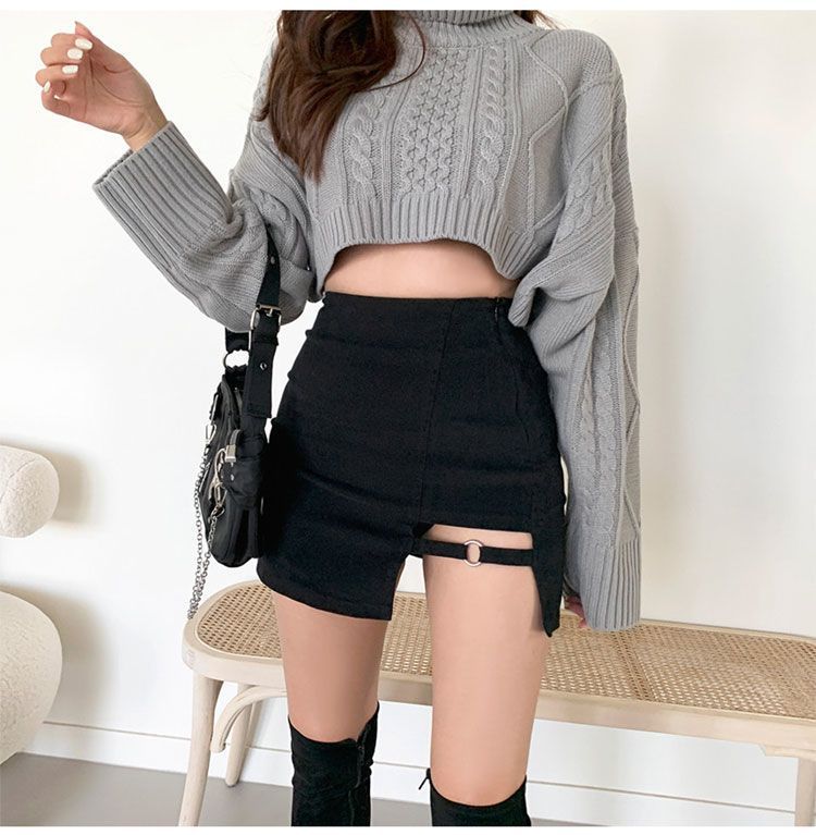 Black Skirt, Hip-Covering Skirt, Female Summer Sexy Sexy Short Skirt, Petite Design, High-Waisted Skirt, Trendy Autumn and Winter