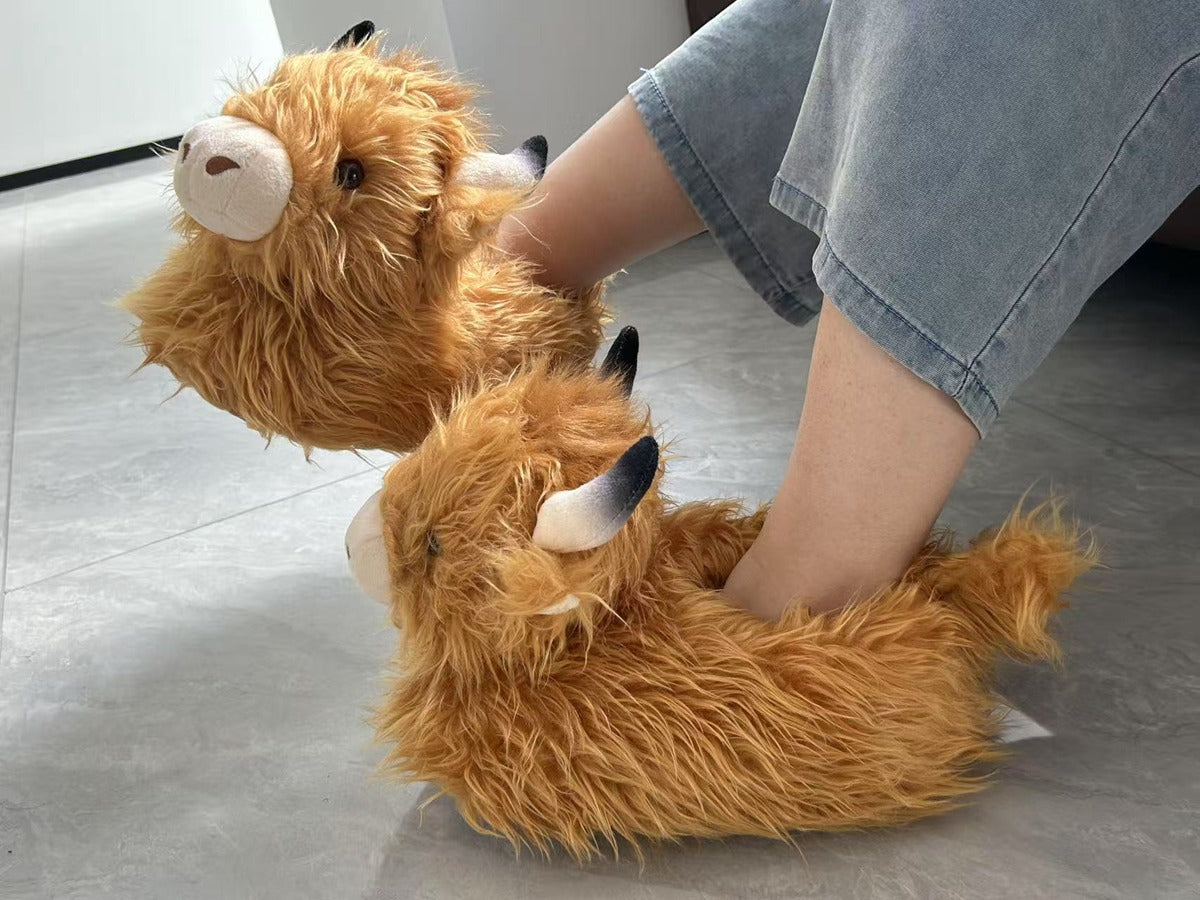 Imitation Yak Cotton Slippers Autumn and Winter Home Floor Stupid Cow Platform Cotton Shoes Cute Outer Wear Comfortable Slippers for Women