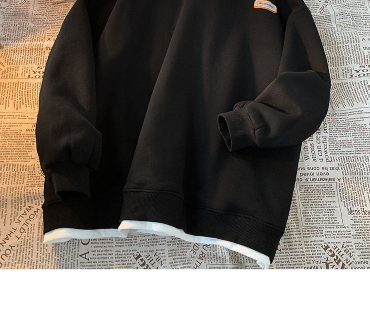 Green sweater men's and women's Hong Kong style spring and autumn top new oversize fake two-piece coat top couple wear lazy