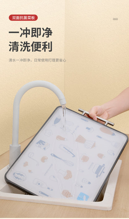 New Double-Sided Cutting Board for Household Use, Food-Grade, Mold-Resistant, Antibacterial, 304 Stainless Steel, Thickened Kitchen Fruit Board