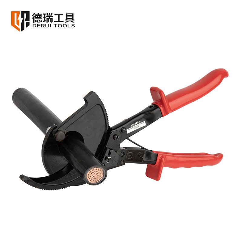 Delui Tools Hs-520A Ratchet Cable Cutter Manual Mechanical Cable Scissors Insulated Gear Bolt Cutter