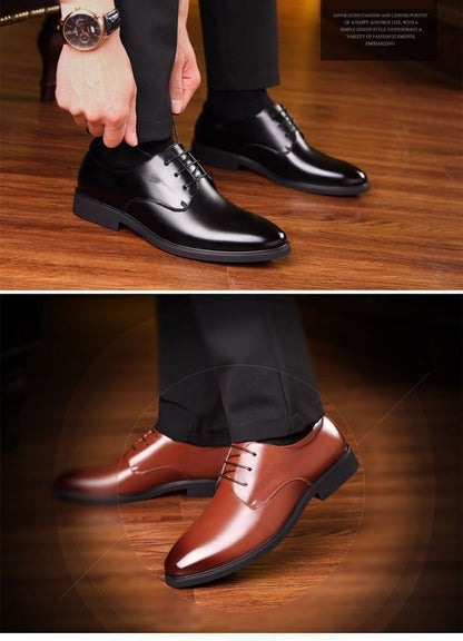 [100% cowhide] 2023 new autumn genuine leather shoes men's non-slip breathable business work shoes dad shoes