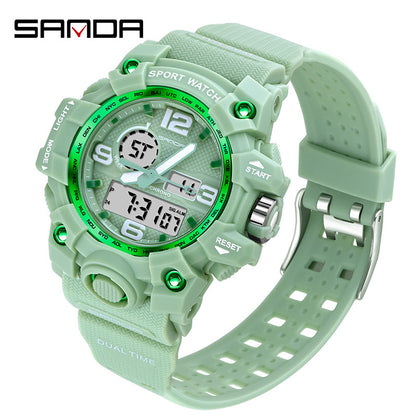 Sanda Hot-Selling Watch Korean Version Student Party Multi-Functional Waterproof Alarm Clock Electronic Watch Cool Dual Display Luminous Sports Watch by PDG ibma