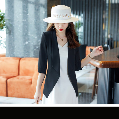 [Three-Quarter Sleeve Dress] Women's Formal Suit Dress, Korean Style Fashion Professional Attire, Small Blazer Dress for Spring and Summer
