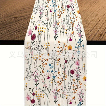 Linen Table Runner Pastoral Flower Lemon Summer Home Dining Table Outdoor Decoration Printed Tablecloth Table Runner