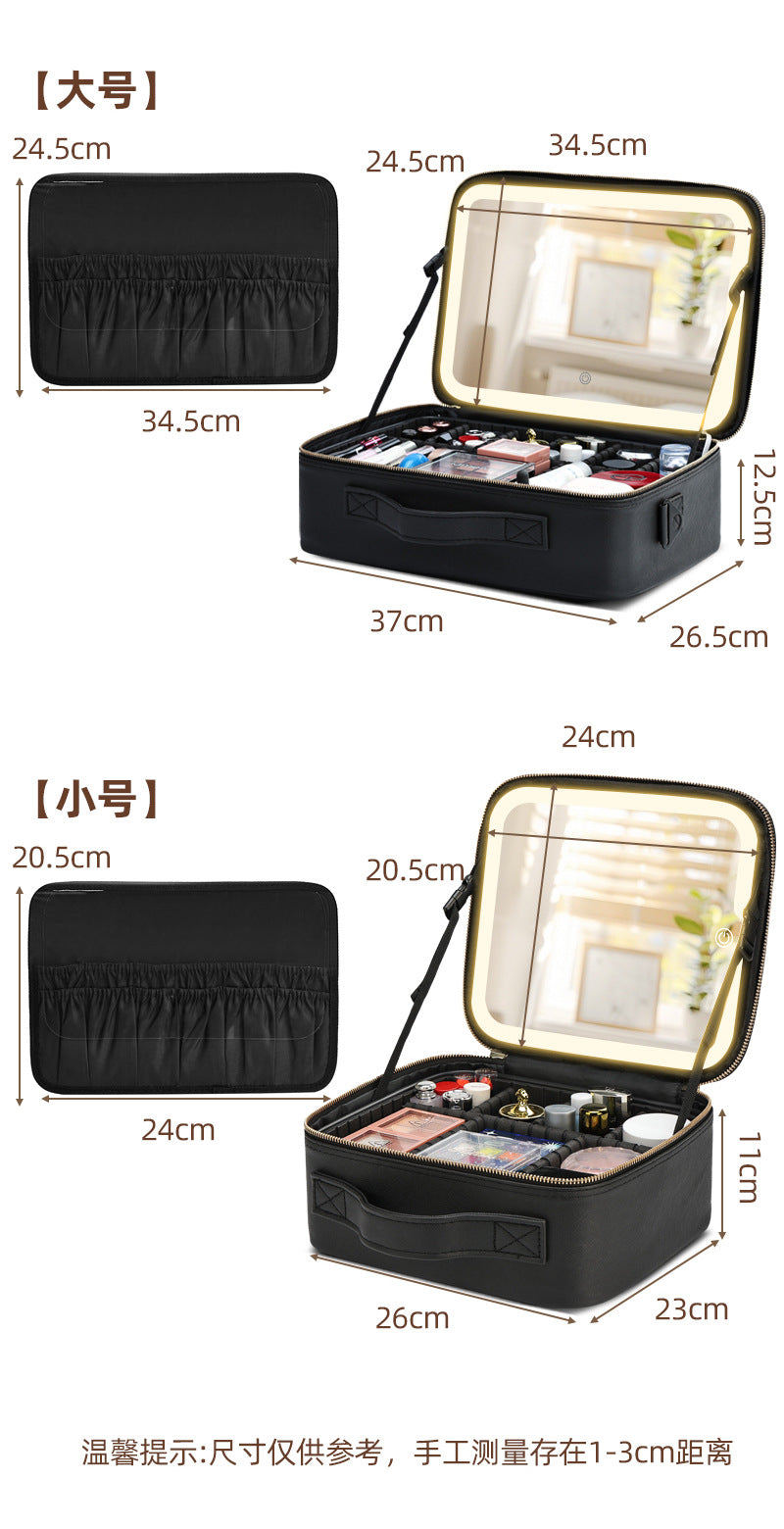 Makeup Case with Light and Mirror, Led Makeup Bag, Large Capacity Makeup Box, Storage Box, Storage Bag, Multifunctional
