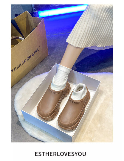 Winter Cross-Border Thick-Soled Cotton Slippers for Couples with Tire Soles, Warm Socks and Shoes for Men, Cotton Tow