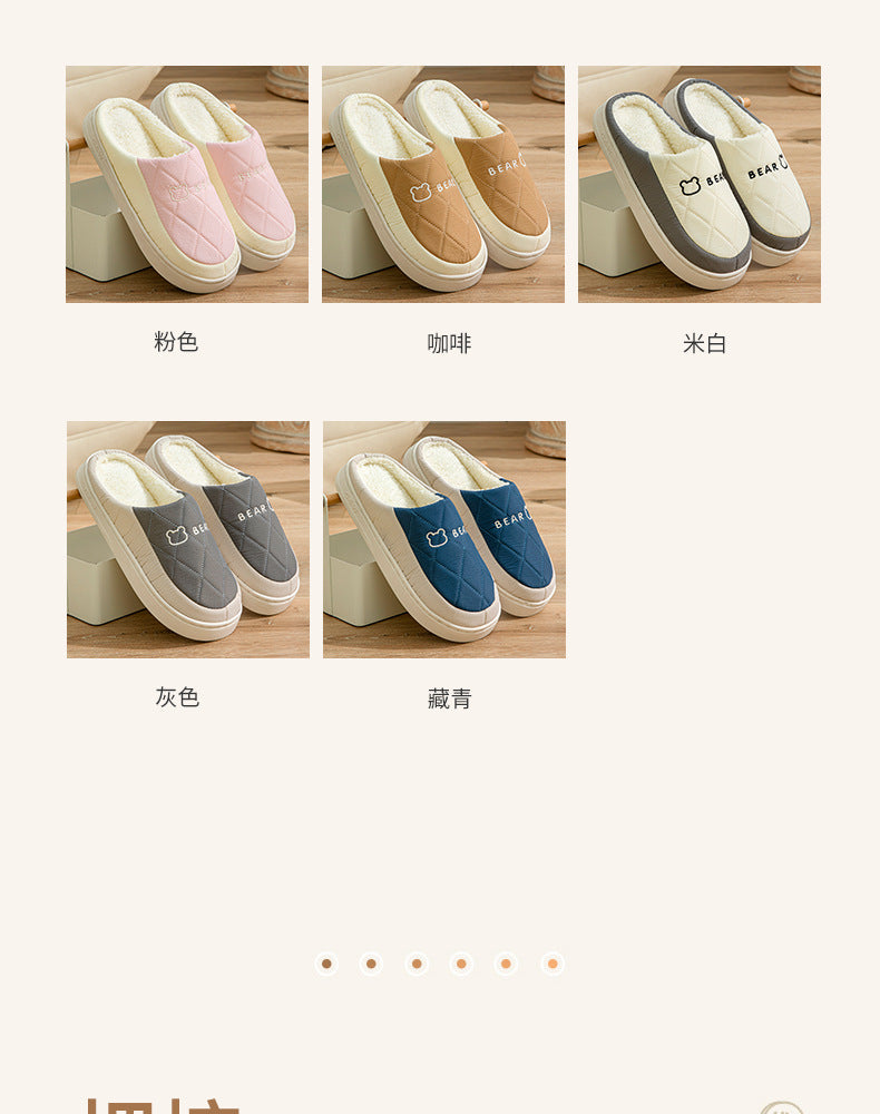 Winter Cotton Slippers for Men, Non-Slip, Wear-Resistant, Thickeneded, Lightweight, Outdoor Wear, Couple Style, Indoor Home, Warm Cartoon Cotton Slippers for Women