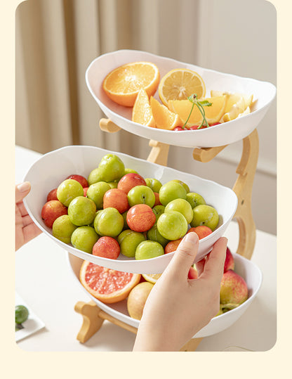Imitation Wood Grain Household Cross-Border Multi-Layer Household Living Room Fruit Plate Candy Fruit Plate Three-Layer Double-Layer Plastic Rack Fruit Plate