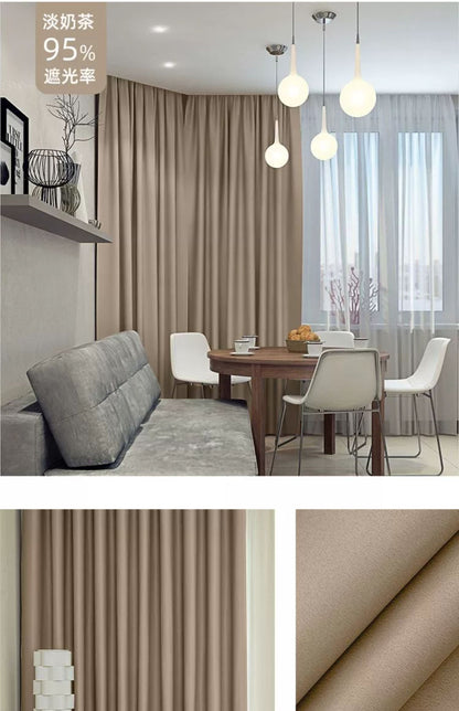 Full Blackout Hook-Type Curtains Finished Rental Room Bedroom Balcony Sunshade Simple Bay Window 2025 New Curtain Cloth