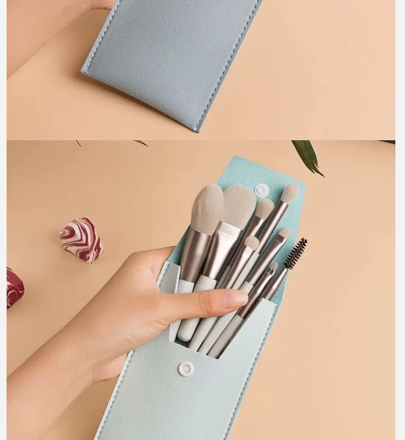 Morandi 8-Piece Beginner Makeup Brush Set Beauty Tools Portable Brushes for Beginners Eyeshadow Brush Loose Powder Setting Brush