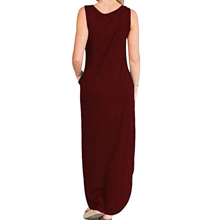 Spot Amazon Independent Station Ebay Women's Dress Good Vibes Rainbow Flap Pocket Pants Casual Sleeveless Long Skirt
