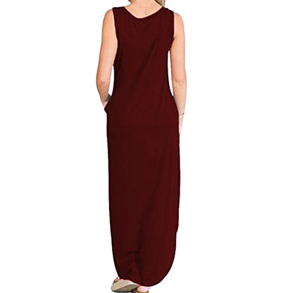 Spot Amazon Independent Station Ebay Women's Dress Good Vibes Rainbow Flap Pocket Pants Casual Sleeveless Long Skirt