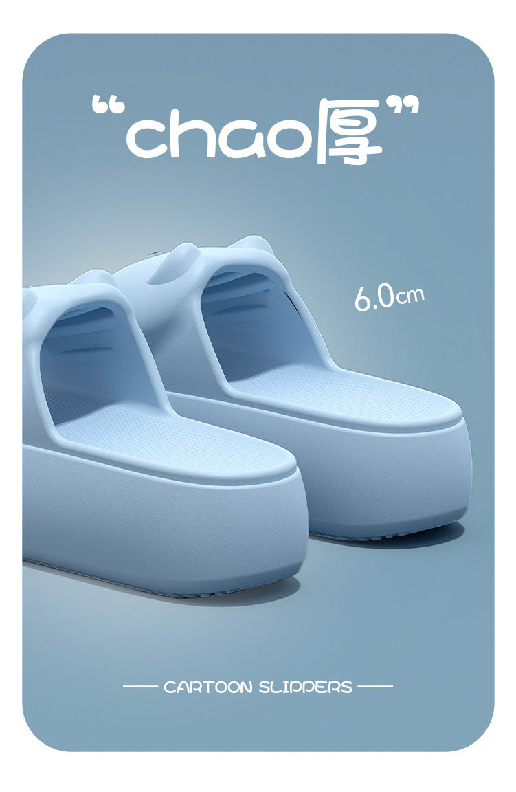 New Sandals and Slippers Women's Summer Thickened Sole Home Elevated Cartoon Non-slip Odor Deodorant Beach Shoes Lightweight Slippers