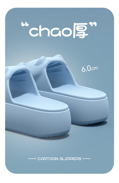 New Sandals and Slippers Women's Summer Thickened Sole Home Elevated Cartoon Non-slip Odor Deodorant Beach Shoes Lightweight Slippers