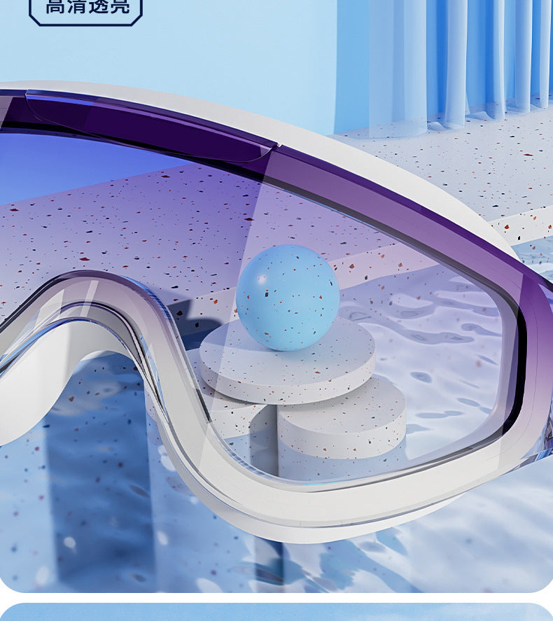 Factory wholesale large frame adult gradient plating swimming goggles waterproof anti-fog HD large field of view swimming goggles unisex