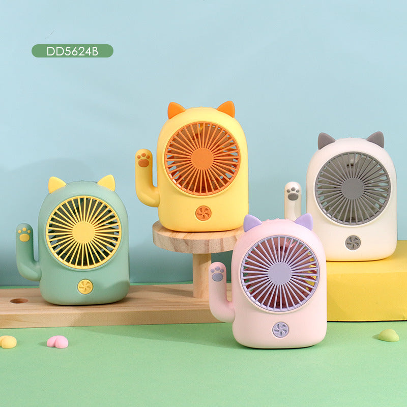 New cartoon mini fan summer outdoor portable USB rechargeable fan student dormitory desktop fan
