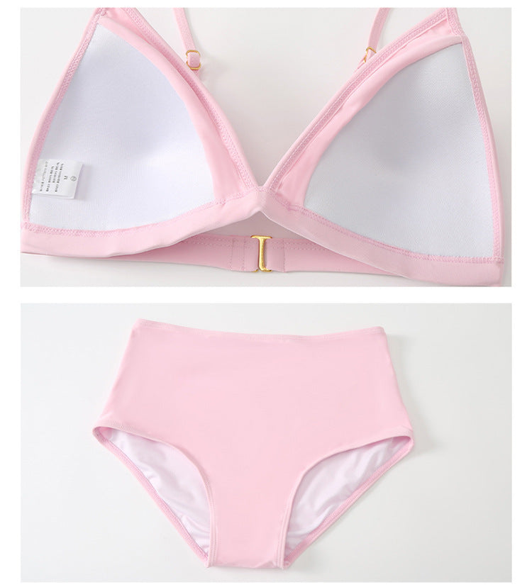 2024 new swimsuit women's split four-piece suit belly covering slimming gathered small chest South Korea ins style Hot Spring