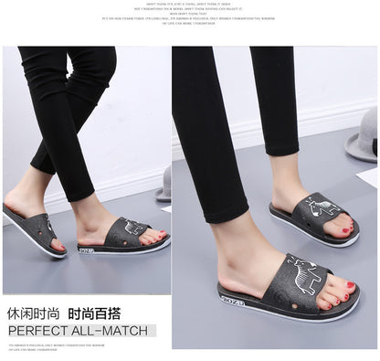 Summer Pvc Bathroom Slippers Home Cartoon Couple Slippers Indoor Cute Bath Non-Slip Sandals Women's Stall
