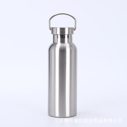 Cross-border factory direct sales 304 stainless steel American thermos portable single and double layer outdoor mountaineering water bottle