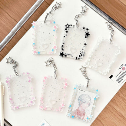 Original Glitter Star Version Card Holder Fan Small Card 3inch Acrylic Card Holder Small Card Polaroid Card Holder Gumei