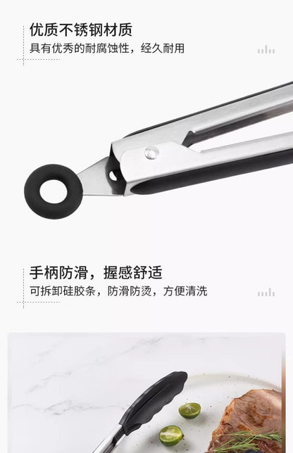 Cross Border Black Silicone Clip Food Clip Commercial High Temperature Resistant Food Grade Kitchen Steak Barbecue Grill Tool