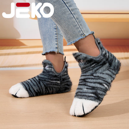 Cross-Border Autumn and Winter Yoga Shoes with Fleece Lining for Warmth, Indoor Shoes for Men and Women, Non-Slip, Silent, Slip-On, Closed-Toe, Soft Plush Cotton Shoes