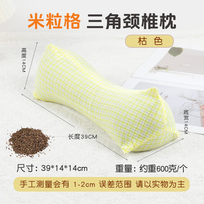 Wholesale Pure Cotton Pure Buckwheat Shell Diamond Cervical Pillow Household Adult Waist Pillow Nap Pillow Wholesale Buckwheat Pillow