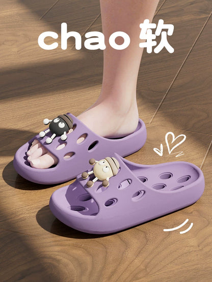 Bathroom Leaking Slippers for Women in Summer Indoor Home Use for Bathing Non-Slip Cut Out Quick-Drying Couple Non-Stinky Foot Sandals for Men